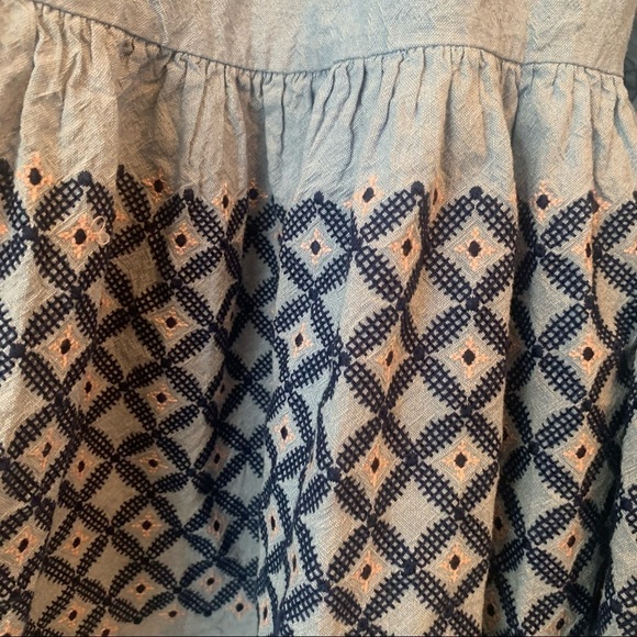 Rebecca Minkoff Lucy Embroidered-hem Midi Dress In Blue Chambray Size Small - Picture 6 of 9